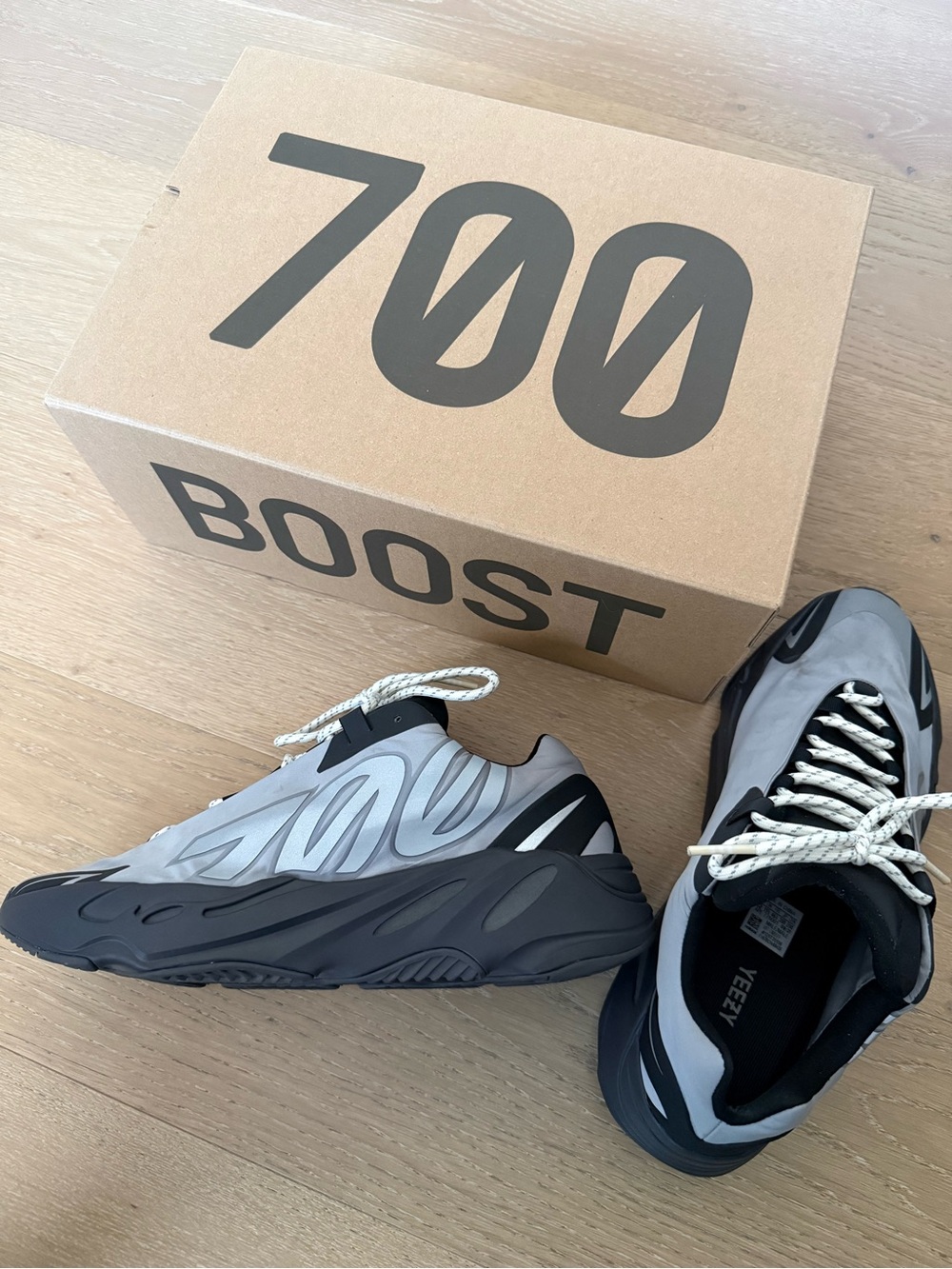 adidas Yeezy Boost 700 MNVN Men’s Reflective Grey and Black Sneakers